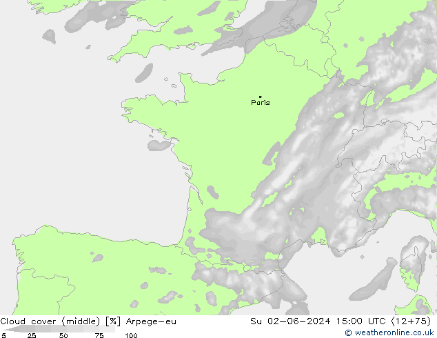 oblačnosti uprostřed Arpege-eu Ne 02.06.2024 15 UTC