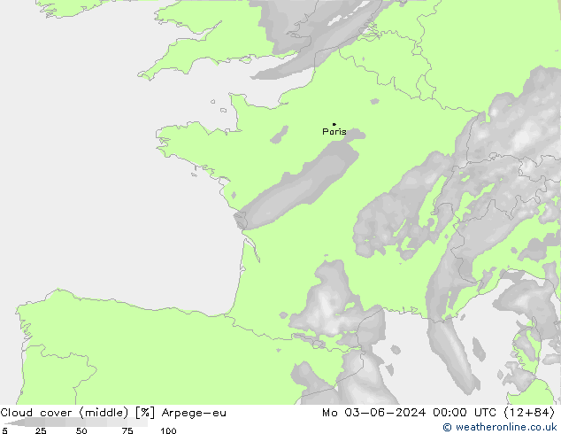Wolken (mittel) Arpege-eu Mo 03.06.2024 00 UTC