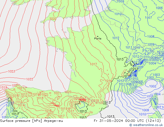 Bodendruck Arpege-eu Fr 31.05.2024 00 UTC