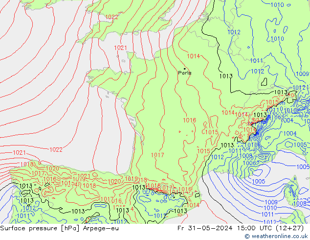 Bodendruck Arpege-eu Fr 31.05.2024 15 UTC