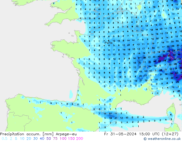 Precipitation accum. Arpege-eu Pá 31.05.2024 15 UTC