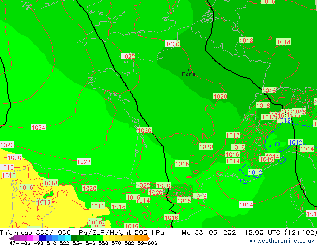 Thck 500-1000hPa Arpege-eu Po 03.06.2024 18 UTC