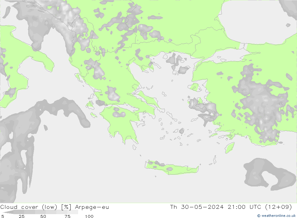 Nubi basse Arpege-eu gio 30.05.2024 21 UTC