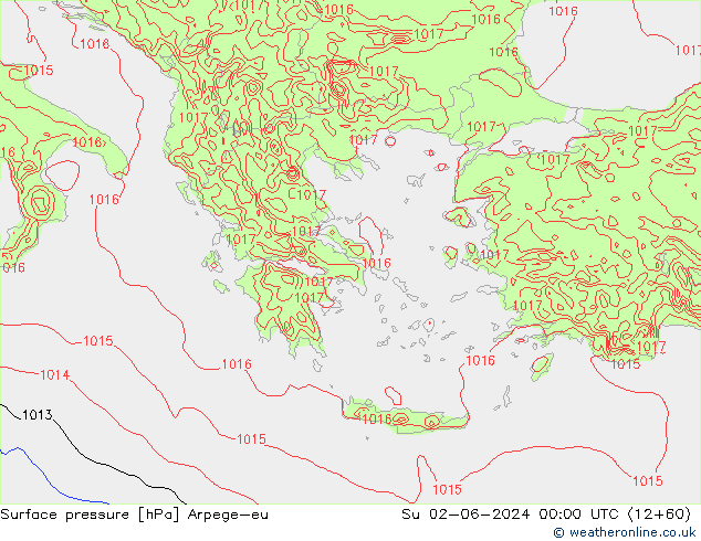 Surface pressure Arpege-eu Su 02.06.2024 00 UTC