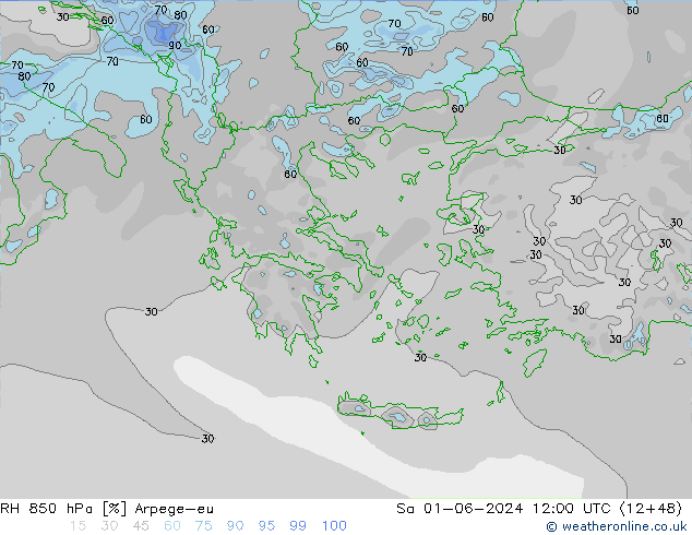 850 hPa Nispi Nem Arpege-eu Cts 01.06.2024 12 UTC