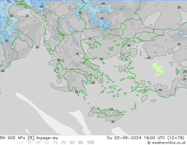 RH 925 hPa Arpege-eu Su 02.06.2024 18 UTC