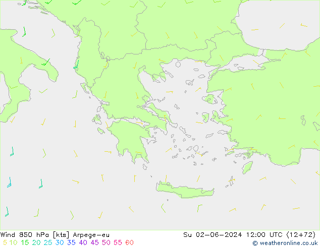 Vent 850 hPa Arpege-eu dim 02.06.2024 12 UTC