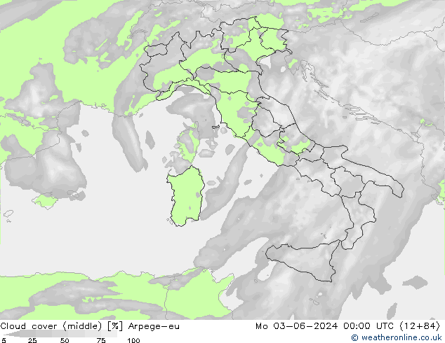 Wolken (mittel) Arpege-eu Mo 03.06.2024 00 UTC