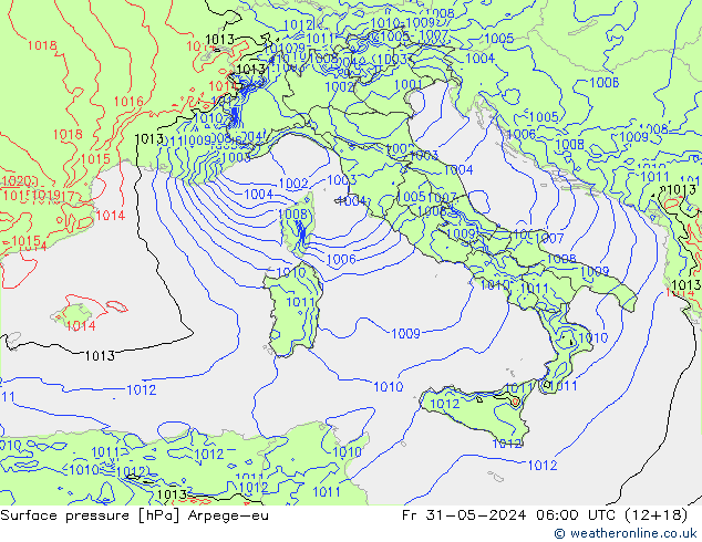 Surface pressure Arpege-eu Fr 31.05.2024 06 UTC