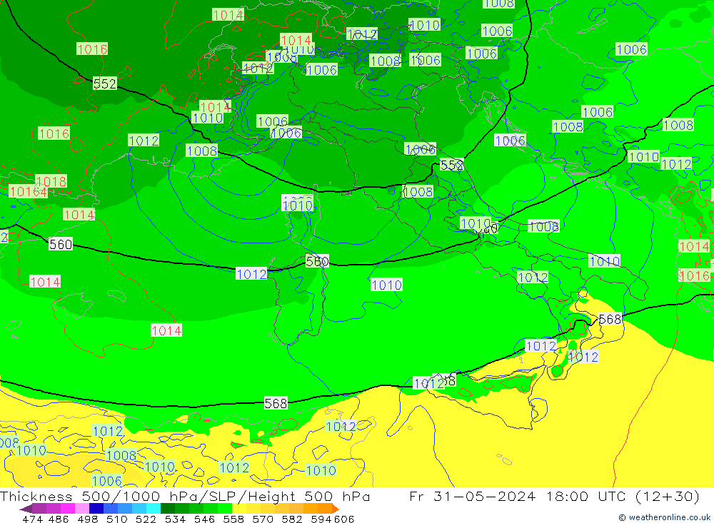 Thck 500-1000hPa Arpege-eu  31.05.2024 18 UTC