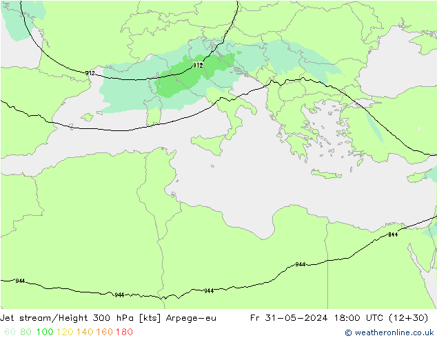 Jet stream/Height 300 hPa Arpege-eu Fr 31.05.2024 18 UTC