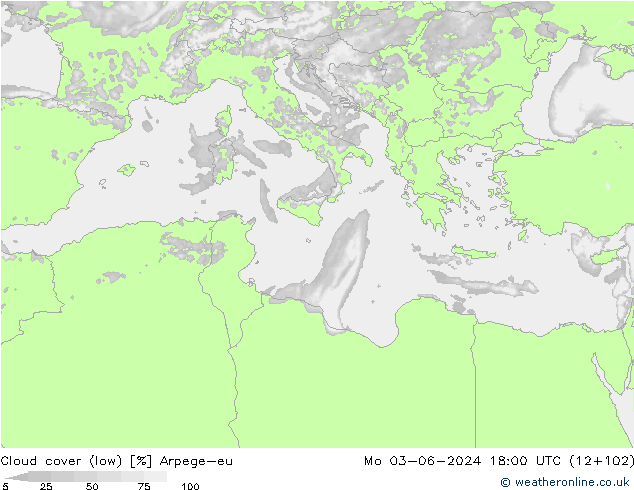 zachmurzenie (niskie) Arpege-eu pon. 03.06.2024 18 UTC