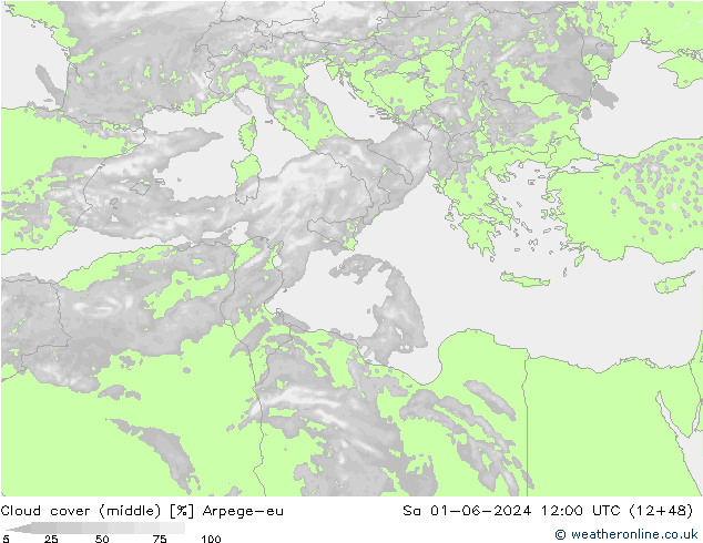 Nuages (moyen) Arpege-eu sam 01.06.2024 12 UTC