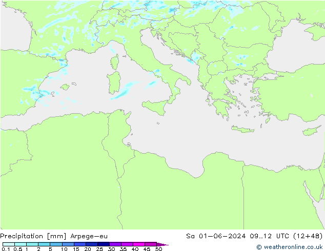 Precipitation Arpege-eu Sa 01.06.2024 12 UTC