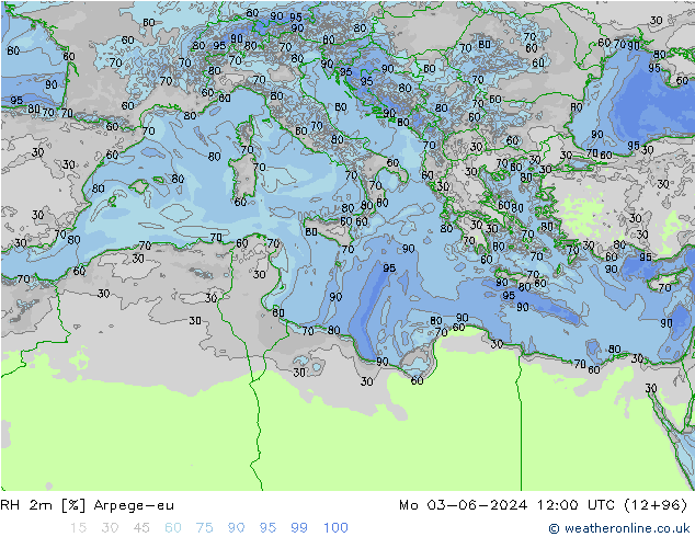 RH 2m Arpege-eu  03.06.2024 12 UTC