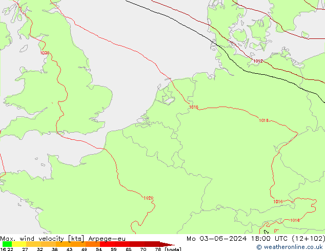 Max. wind velocity Arpege-eu  03.06.2024 18 UTC