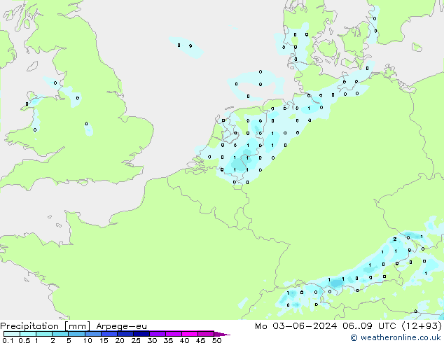 Niederschlag Arpege-eu Mo 03.06.2024 09 UTC
