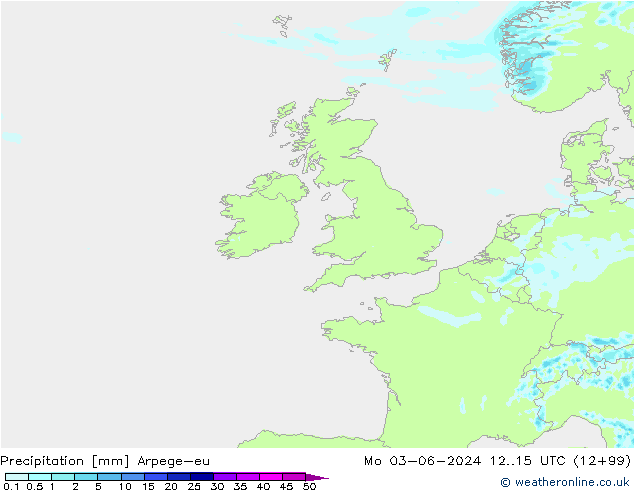 Precipitazione Arpege-eu lun 03.06.2024 15 UTC