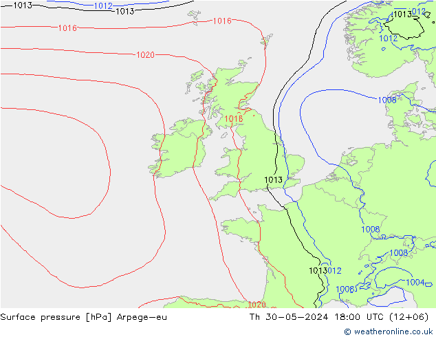 Luchtdruk (Grond) Arpege-eu do 30.05.2024 18 UTC