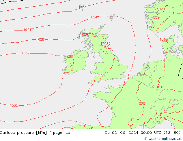 Surface pressure Arpege-eu Su 02.06.2024 00 UTC