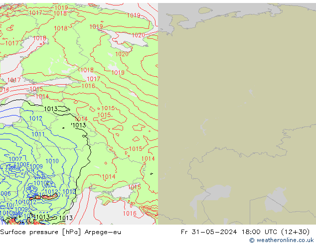 приземное давление Arpege-eu пт 31.05.2024 18 UTC