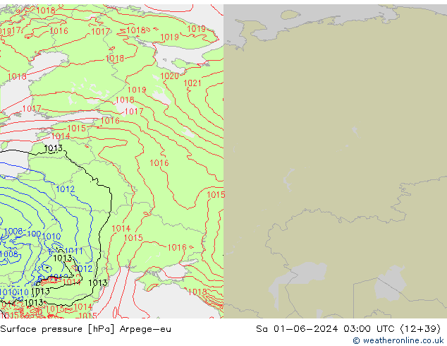 Surface pressure Arpege-eu Sa 01.06.2024 03 UTC