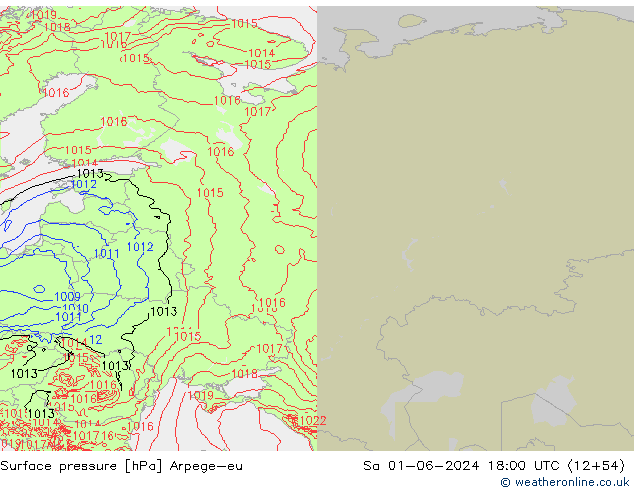 приземное давление Arpege-eu сб 01.06.2024 18 UTC