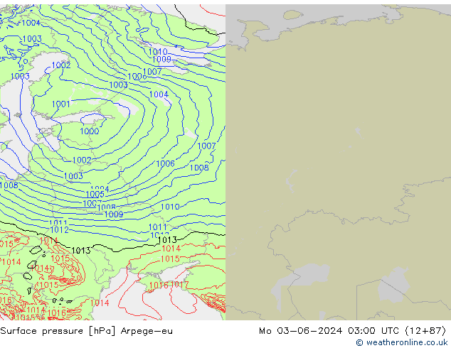 Luchtdruk (Grond) Arpege-eu ma 03.06.2024 03 UTC