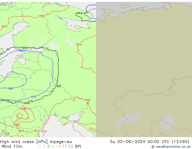 High wind areas Arpege-eu Вс 02.06.2024 00 UTC