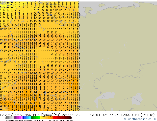 Hoogte/Temp. 850 hPa Arpege-eu za 01.06.2024 12 UTC