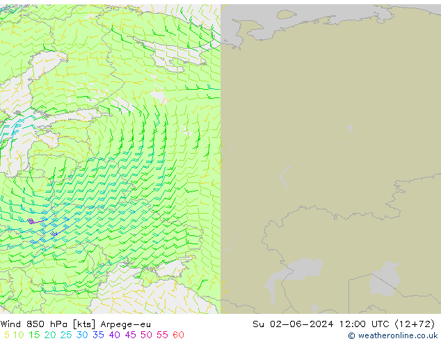 Wind 850 hPa Arpege-eu Su 02.06.2024 12 UTC