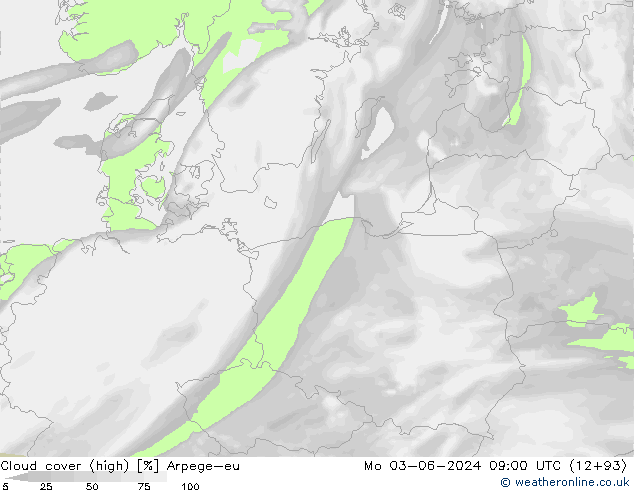 vysoký oblak Arpege-eu Po 03.06.2024 09 UTC