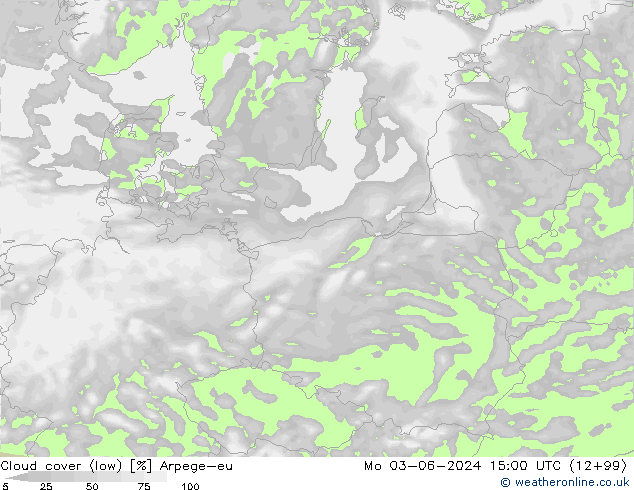 nízká oblaka Arpege-eu Po 03.06.2024 15 UTC