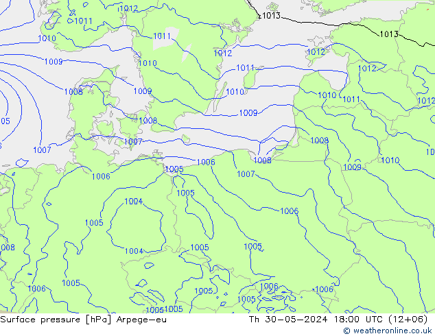 Surface pressure Arpege-eu Th 30.05.2024 18 UTC