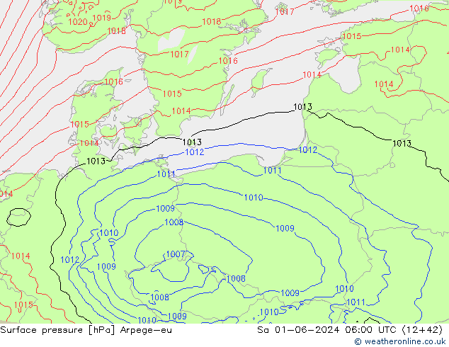 Yer basıncı Arpege-eu Cts 01.06.2024 06 UTC