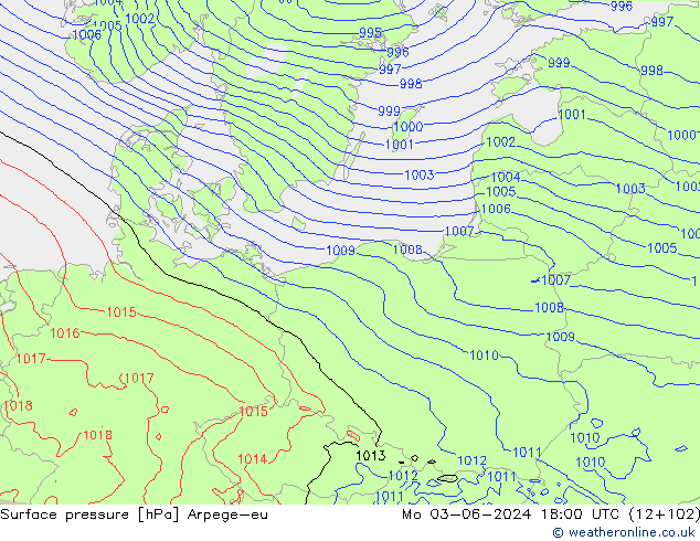 Luchtdruk (Grond) Arpege-eu ma 03.06.2024 18 UTC