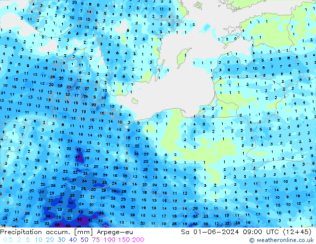 Toplam Yağış Arpege-eu Cts 01.06.2024 09 UTC