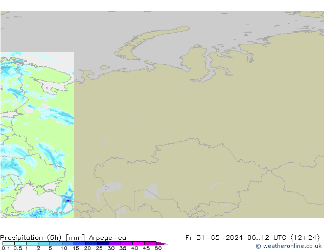 Precipitation (6h) Arpege-eu Fr 31.05.2024 12 UTC