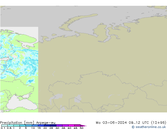 Precipitation Arpege-eu Mo 03.06.2024 12 UTC