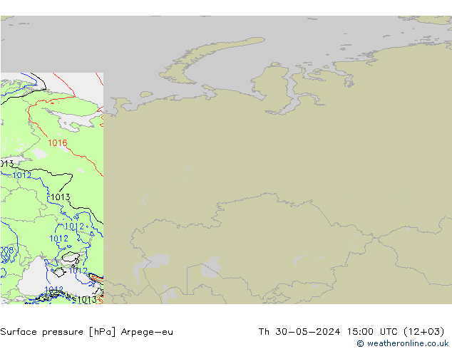 приземное давление Arpege-eu чт 30.05.2024 15 UTC