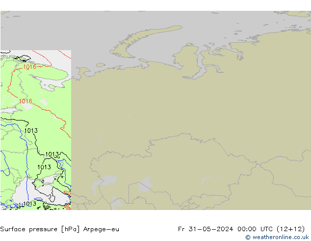 Pressione al suolo Arpege-eu ven 31.05.2024 00 UTC