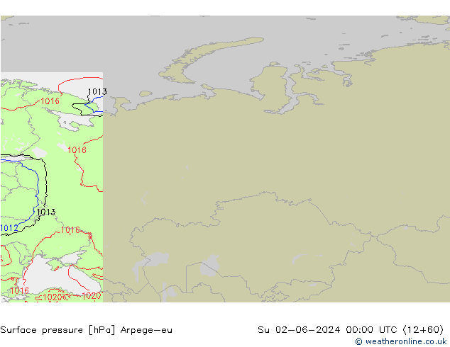 pressão do solo Arpege-eu Dom 02.06.2024 00 UTC