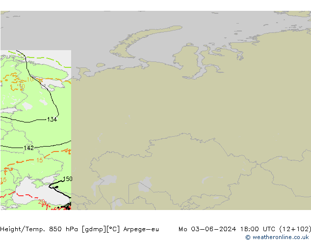 Height/Temp. 850 hPa Arpege-eu  03.06.2024 18 UTC