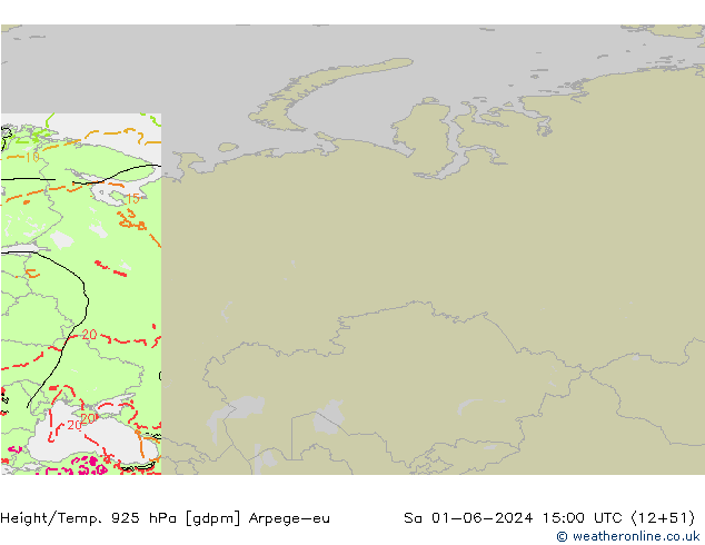 Height/Temp. 925 hPa Arpege-eu  01.06.2024 15 UTC