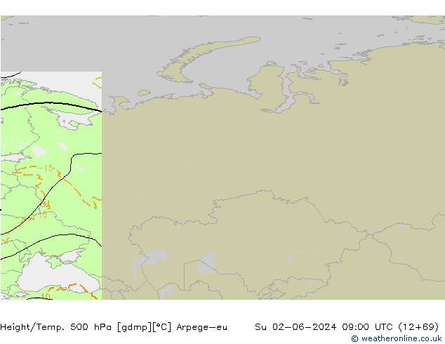 Height/Temp. 500 hPa Arpege-eu dom 02.06.2024 09 UTC