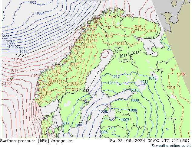 pression de l'air Arpege-eu dim 02.06.2024 09 UTC