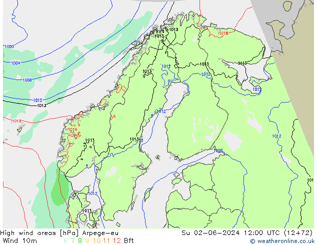 High wind areas Arpege-eu  02.06.2024 12 UTC