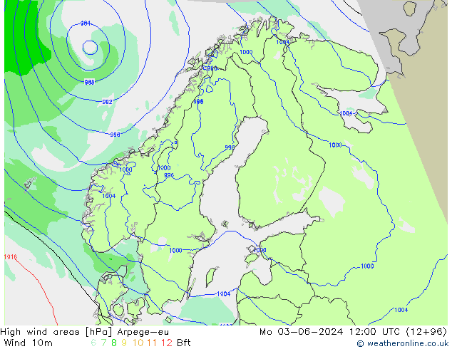 High wind areas Arpege-eu Mo 03.06.2024 12 UTC