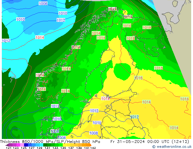 Thck 850-1000 hPa Arpege-eu Fr 31.05.2024 00 UTC