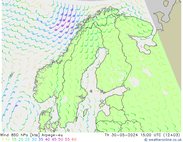 Rüzgar 850 hPa Arpege-eu Per 30.05.2024 15 UTC